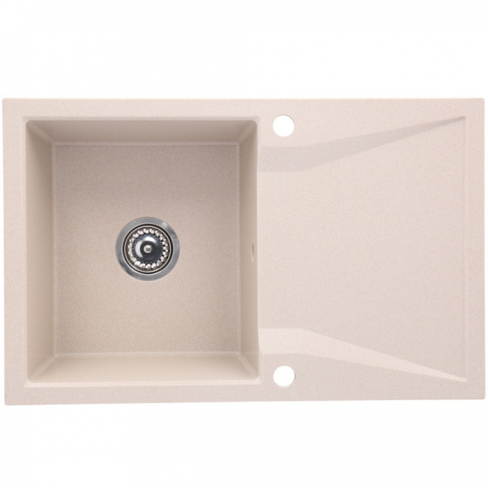 Set chiuveta bucatarie granit CASABLANCA NERA cu 1 cuva si picurator 79x50cm NISIP+ baterie SAND4H [2]