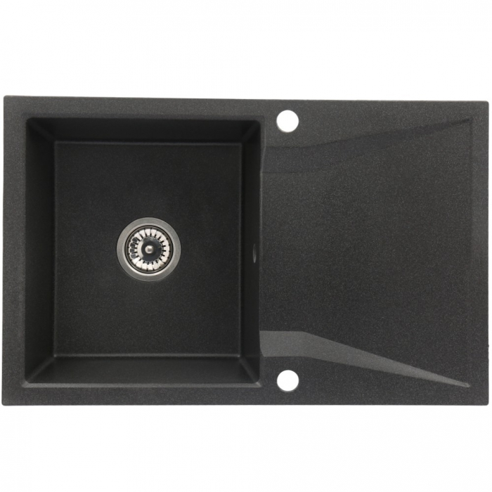 Set chiuveta bucatarie granit CASABLANCA NERA cu 1 cuva si picurator 79x50cm NEAGRA+ baterie BFX4A-N [2]