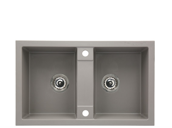 Set chiuveta CASA BLANCA DUO cu 2 cuve 78x48 GRI+Baterie ER-YX208G [4]