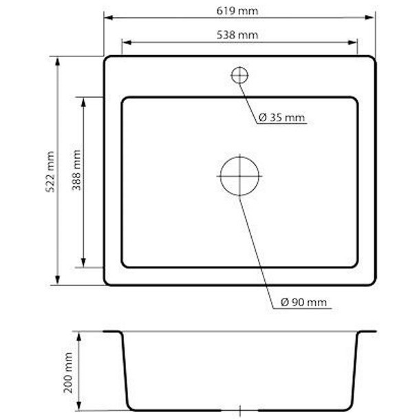 Set chiuveta CASA BLANCA FONTAINE patrata NISIP 1 cuva 61.9x52.2 +Baterie SAND4H [2]