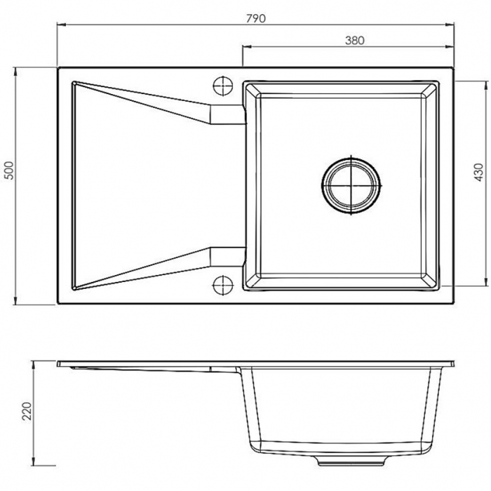 Set chiuveta CASA BLANCA NERA 1 cuva si picurator 790X500 GRI+Baterie ER-YX208G [4]