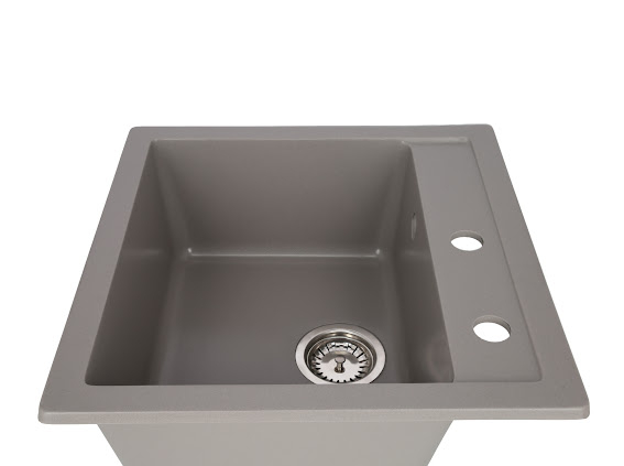 Set chiuveta CASA BLANCA QUADRO patrata, 1 cuva 48x48 GRI+Baterie ER-YX208G [2]