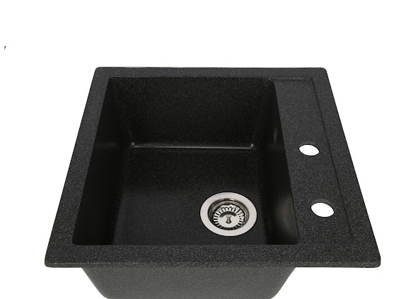 Set chiuveta CASA BLANCA QUADRO patrata, 1 cuva 48x48 NEAGRA+Baterie ER-YX208N [2]