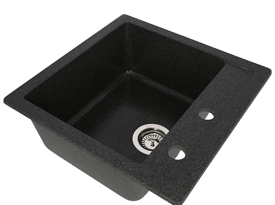 Set chiuveta CASA BLANCA QUADRO patrata, 1 cuva 48x48 NEAGRA+Baterie ER-YX208N [3]