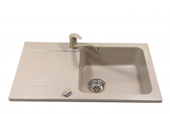 Set chiuveta CASA BLANCA ROCK 77.5x43.5 NISIP 1 cuva si picurator +Baterie SAND4 [2]