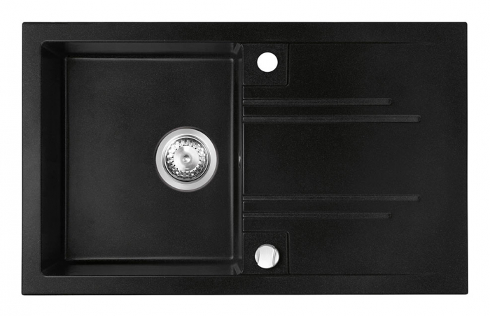 Set chiuveta Ferro granit 78x48 grafite cu baterie flexibila Ferro NERO negru [2]