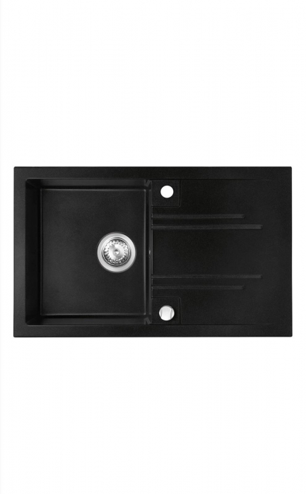 Set chiuveta Ferro granit 78x48 grafite cu baterie flexibila neagra ER-A208N [2]