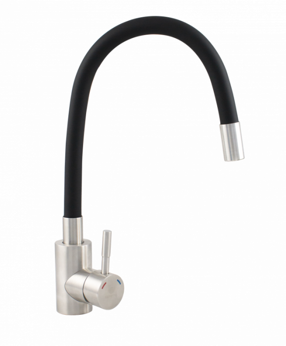 Set chiuveta Ferro granit 78x48 grafite cu baterie flexibila neagra ER-YX208N [4]