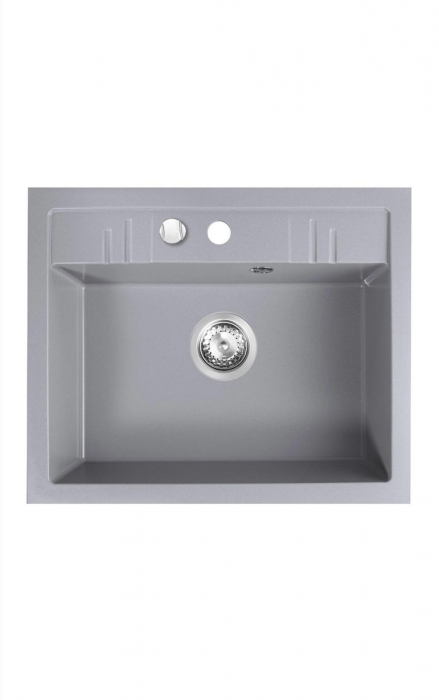 Set chiuveta Ferro granit gri , 1 cuva 580x480 cu baterie flexibila Gri ER-A208G [2]