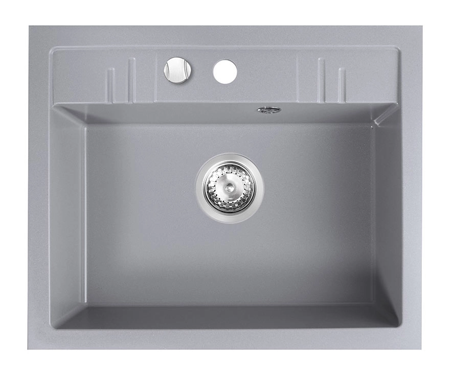 Set chiuveta Ferro granit gri , 1 cuva 580x480 cu baterie flexibila Gri ER-YX208G [2]