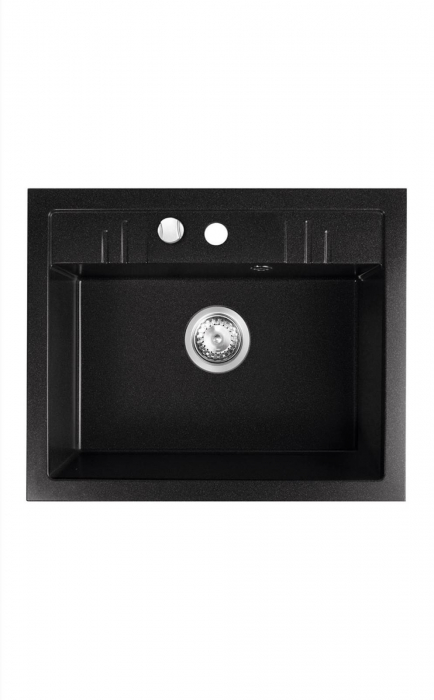Set chiuveta granit Ferro , 1 cuva grafit, 58x48, cu baterie flexibila neagra ER-A208N [2]