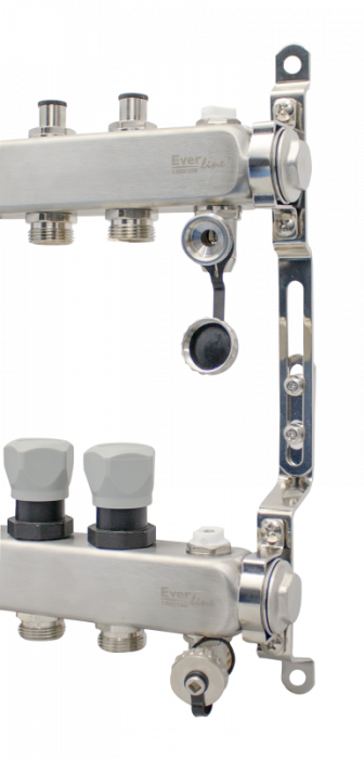Set distribuitor INOX cu aerisitor manual si robinet de golire 1" - 12 cai [3]