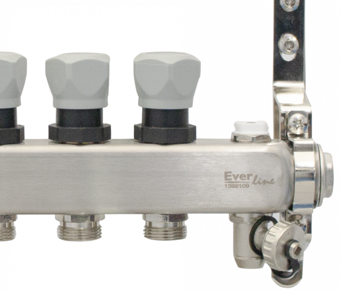 Set distribuitor INOX cu debitmetre, aerisitor manual si robineti de golire 1"- 3 cai [3]