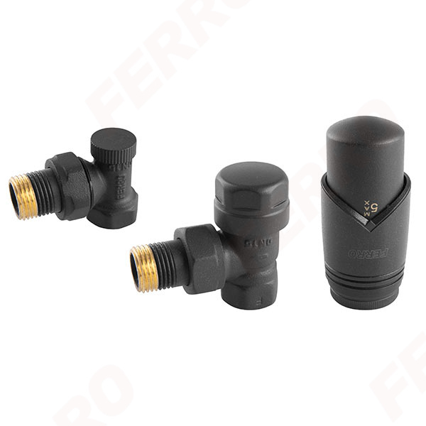 Set robineti radiator decorativi coltari cu cap termostatic, antracit ZTM31AT [1]