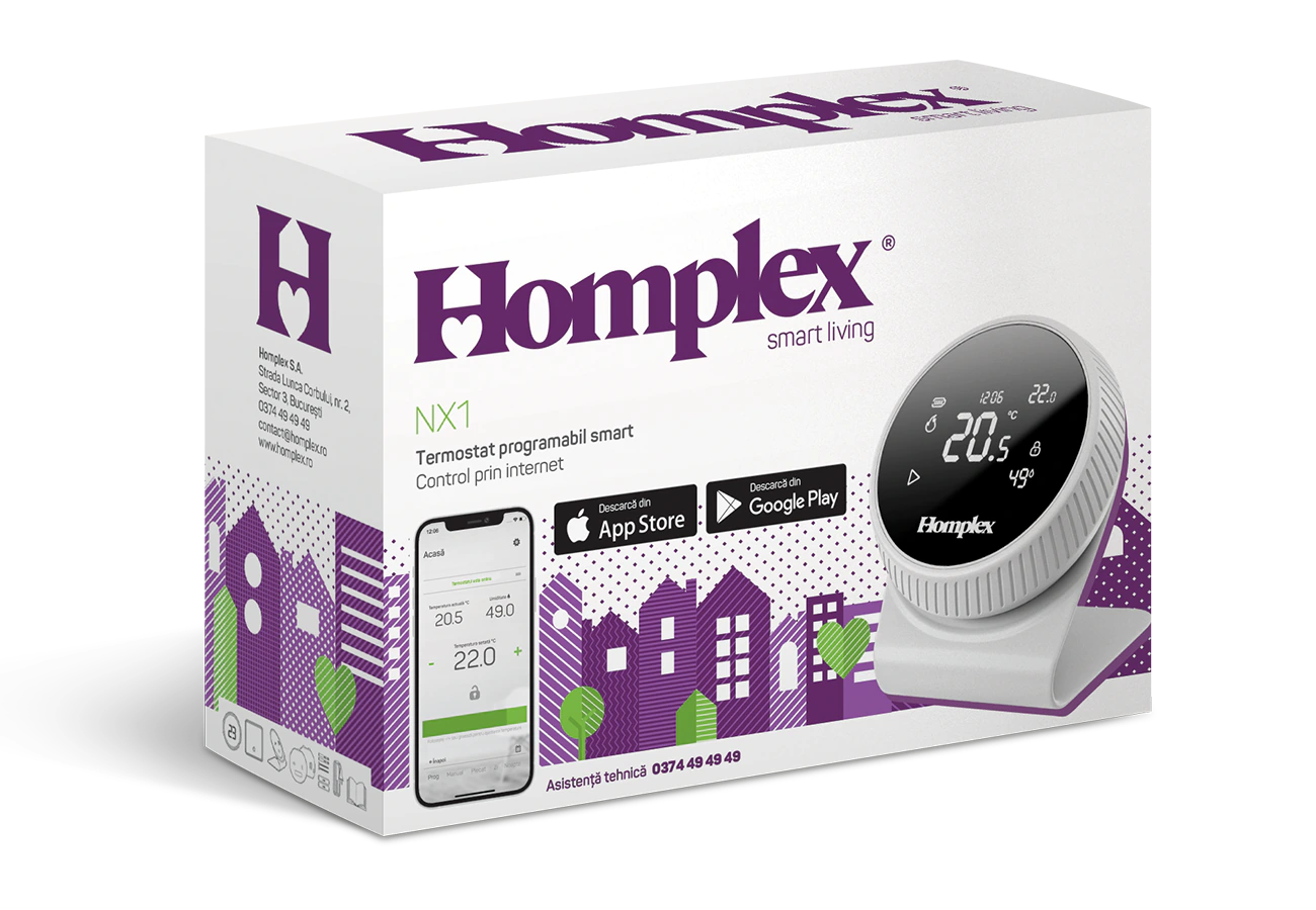 Termostat ambiental programabil inteligent Homplex NX1 cu control de la distanță, Cream White [6]