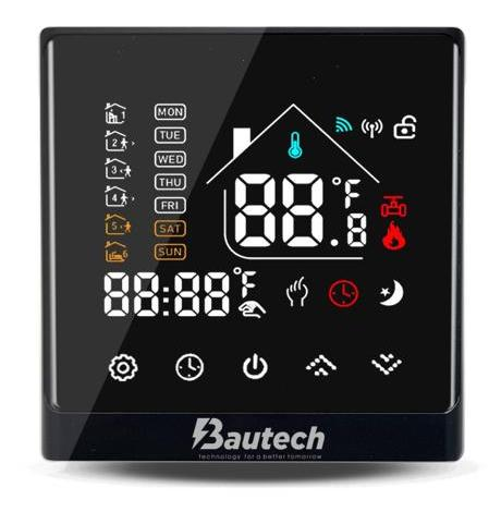Termostat smart, cu fir și cu WiFi, programabil, pentru sisteme de încălzire clasice sau în pardoseală Bautech X-8WFN [1]