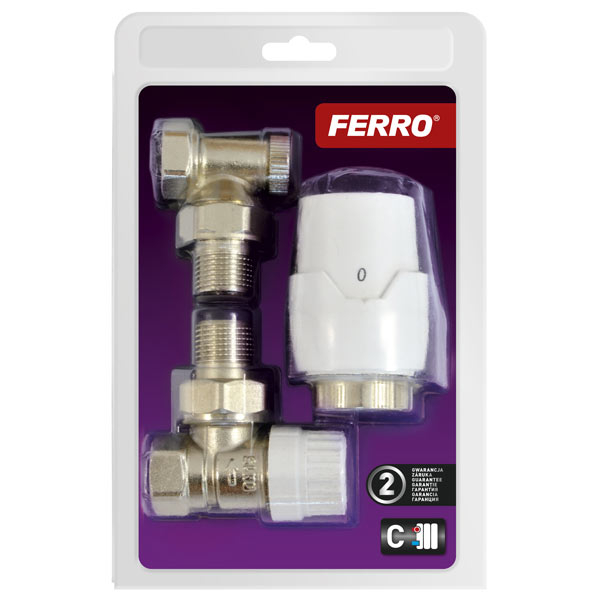 Set robineti radiator FERRO coltari ½” cu cap termostatic [2]