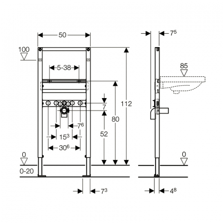 Rama Geberit Duofix pentru lavoar 112 cm [1]