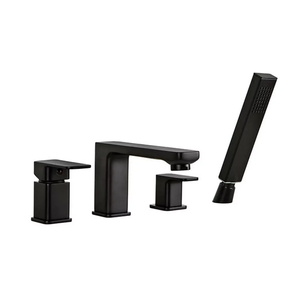 Baterii sanitare - Baterie pe cada loft,4piese,negru mat