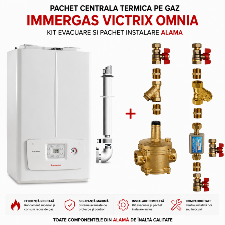Centrale Termice pe Gaz - Centrala termica pe gaz in condensare IMMERGAS VICTRIX OMNIA 25, kit evacuare si pachet robineti inclusi