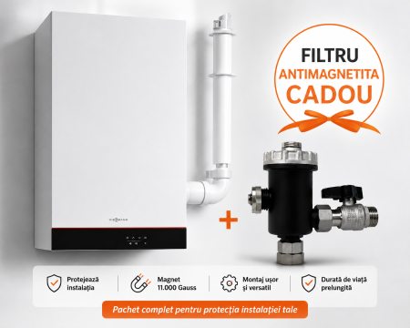 Centrale Termice pe gaz in condensare si clasice - Centrala termica Viessmann Vitodens 050-W incalzire(19kw) apa calda 25 kW, kit evacuare inclus Wifi+Filtru antimagnetita CADOU
