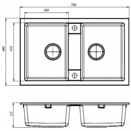 Chiuveta CASA BLANCA DUO cu 2 cuve 78x48 NEAGRA [3]