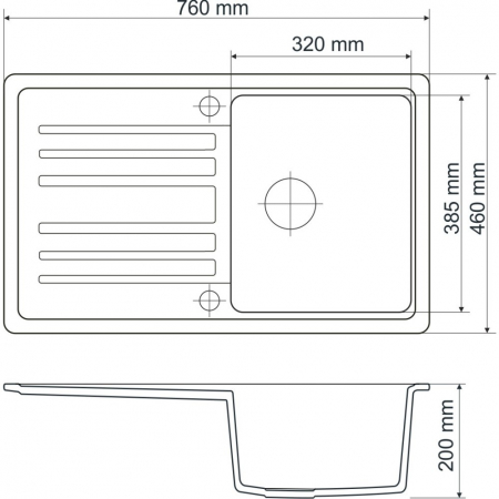 Chiuveta CASA BLANCA VERA 1 cuva si picurator 76X46 NEAGRA [4]