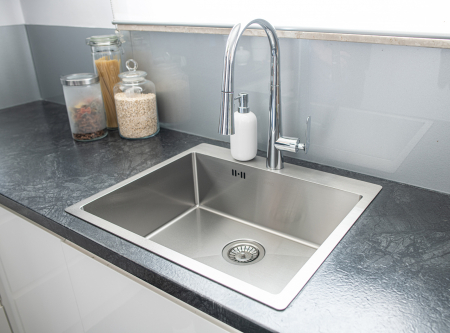 Chiuveta de bucatarie din inox Marmara , 59 x 51 cm, adancime 19 cm, incastrabila, Gri Crom [1]