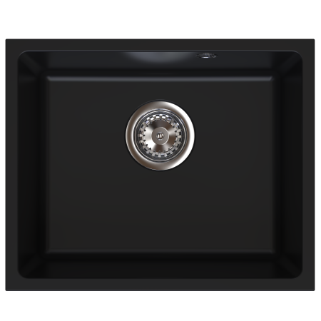 Amenajare bucatarie - Chiuvetă granit, montaj sub blat, o cuvă, 38 × 46 cm FERRO STAMPO Negru Mat, adâncime cuvă 205 mm