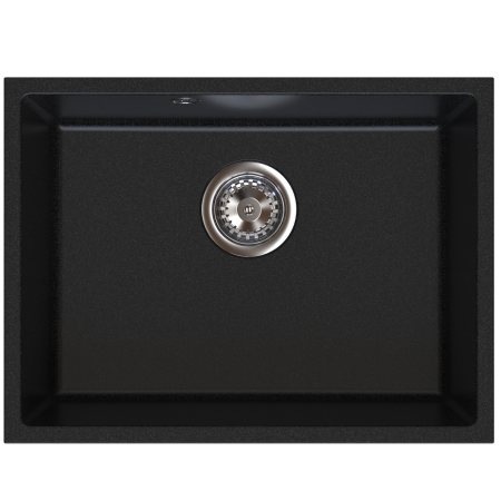 Amenajare bucatarie - Chiuvetă granit montaj sub blat, o cuvă, 40 × 54 cm FERRO STAMPO Neagra, adâncime cuvă 205 mm