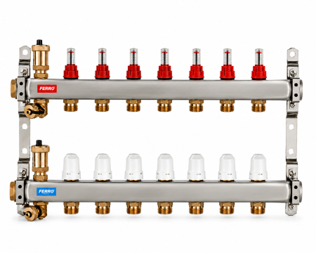 Distribuitoare - Distribuitor/colector asamblat din inox 7 cai FERRO