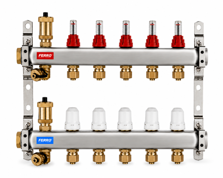 Distribuitoare - Distribuitor-colector cu debitmetre Ferro 5cai  tip SN-RZP05S