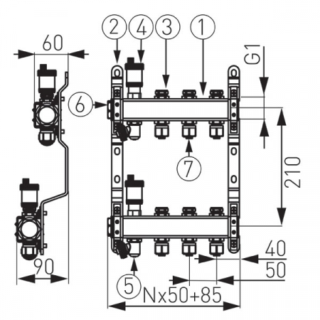 Distribuitor-colector pentru calorifere FERRO SN-RO04S [1]