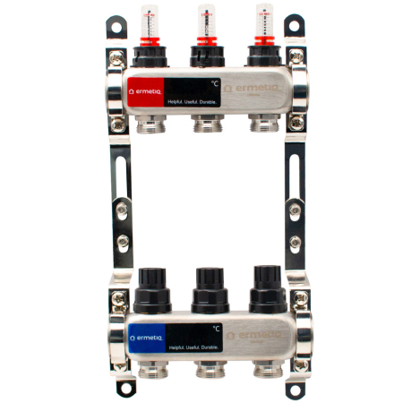 Distribuitoare - Distribuitor inox izolat cu debitmetre 3 cai 1x3/4"