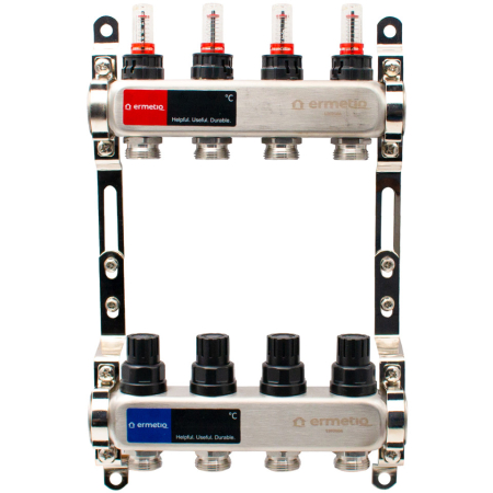 Incazire in Pardoseala - Distribuitor inox izolat cu debitmetre 4 cai 1x3/4"