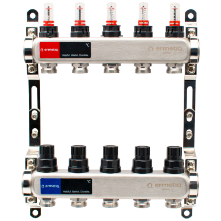 Incazire in Pardoseala - Distribuitor inox izolat cu debitmetre 5 cai 1x3/4"