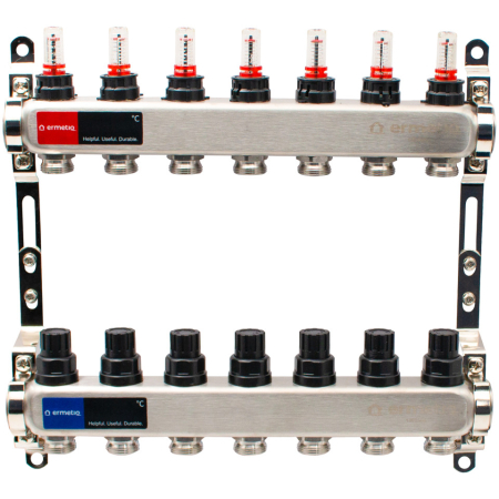 Incazire in Pardoseala - Distribuitor inox izolat cu debitmetre 7 cai 1x3/4"