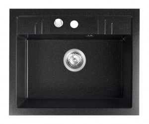 Set chiuveta granit Ferro , 1 cuva grafit, 58x48, cu baterie flexibila Ferro neagra [2]