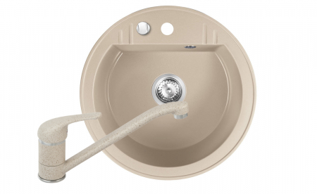 Promotii pachete chiuveta + baterie - Set Chiuveta bucatarie Ferro Mezzo II 1 Cuva Rotunda 51 cm si Baterie Ferro FREYA stativa bucatarie BFR4S