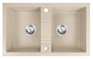Set Chiuveta bucatarie Ferro Mezzo II 2 Cuve 78x48 cm NISIP si Baterie Ferro Lugio BLG4 Crom [2]