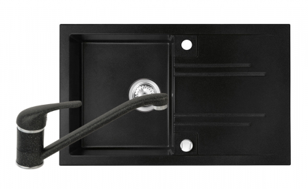 Promotii pachete chiuveta + baterie - Set Chiuveta bucatarie Ferro Mezzo II 1 Cuva si Picurator 78x48 cm GRAFIT si Baterie Ferro FREYA stativa bucatarie BRF4B
