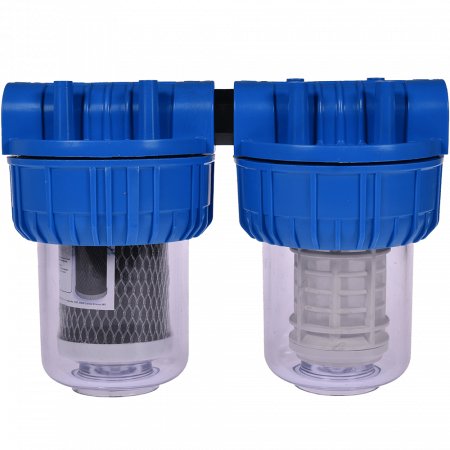 Filtre de apa - Filtre de apa TITAN 2 x 5” cu 1” in linie pentru filtrare mecanica cu 2 cartuse filtrante - nylon + carbune activ