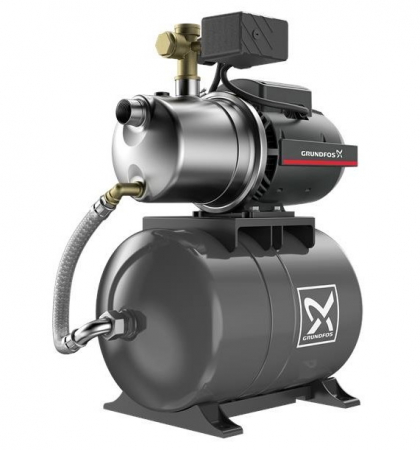 Instalatii apa/gaz/canalizare - Hidrofor cu pompa electrica centrifuga Grundfos JP 4 - 54 + rezervor 20 L + presostat + manometru + furtun flexibil + racord, 1130 W
