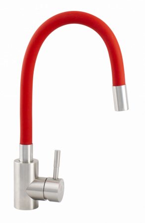 Amenajare bucatarie - Baterie bucatarie INOX pipa flexibila ROSU ER-YX208R