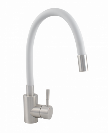 Amenajare bucatarie - Baterie bucatarie INOX pipa flexibila ALB, Ermetiq ER-YX208A