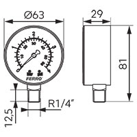 Manometru radial FERRO M6304R 1/4'' [1]