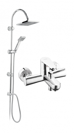 Produse Amenajare Baie - Pachet Squerto - set de dus cu dus fix si dus mobil culisant + Algeo - Baterie perete cada-dus,  NP22+BAG1