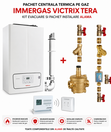 Centrale Termice pe Gaz - Pachet Centrala Termica pe gaz in condensare IMMERGAS VICTRIX TERA 32+KIT+ROBINETI+TERMOSTAT Q3RF