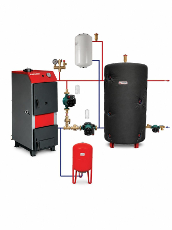 Pachet centrale termice si cazane pe lemne si carbune - Pachet centrala termica pe lemne ALFATHERM 27KW cu accesorii si puffer 500 litri