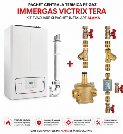 Centrale Termice pe Gaz - Pachet de baza: Centrala termica in condensatie Immergas Victrix Tera 32, 32 kw kit evacuare gaze+pachet robineti